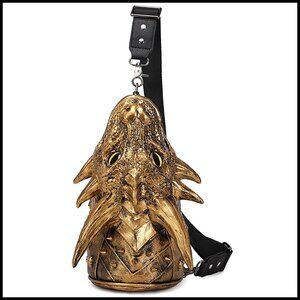 Steampunk Dragon Head Crossbody Bag PVC Chain Shoulder Sling Bag Unique